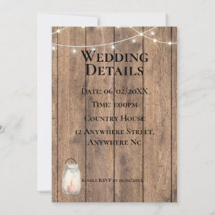 Süße Details Karte für eine ländliche Hochzeit   R