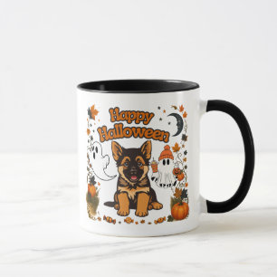 Süße Deutsche Schäferhund Halloween-Tasse Tasse