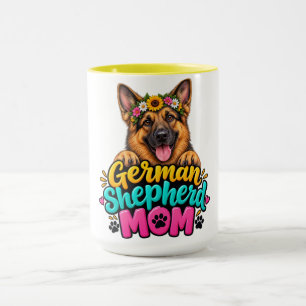 Süße Deutsche-Schäferhund-Mama-Blumenkrone - GSD H Tasse