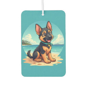 Süße Deutsche Schäferhund-Welpen-Strandillustratio Autolufterfrischer