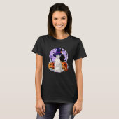 Süße Devon Rex Katze Halloween Hexe Kürbis T-Shirt (Vorne ganz)