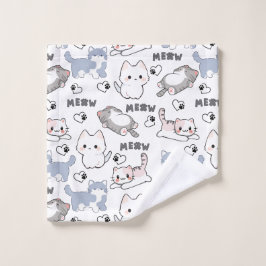 Süße dicke Kätzchen und Meow-Herzen Badhandtuch Set