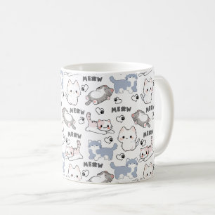 Süße dicke Kätzchen und Meow-Herzen Kaffeetasse