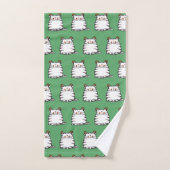 Süße dicke Katze mit zwei Weihnachtsmützen Badhandtuch Set (Handtuch)