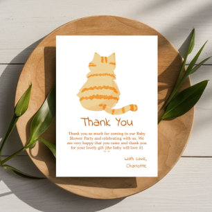 Süße dicke orange Katze Baby Shower Dankeskarte