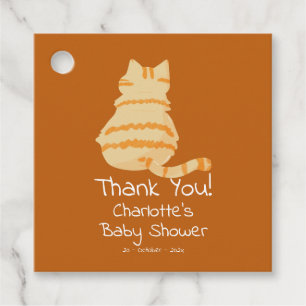 Süße dicke orange Katze Baby Shower Geschenkanhänger