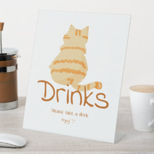Süße dicke orange Katze Baby Shower Getränke Sockelschild