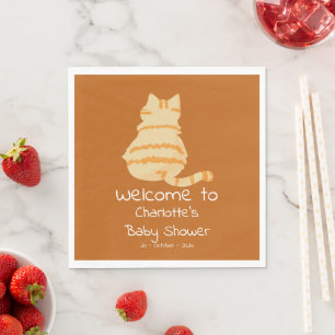 Süße dicke orange Katze Baby Shower Serviette