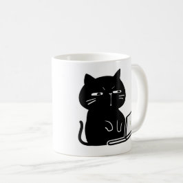 Süße dicke schwarze Katze Kaffeetasse