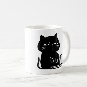 Süße dicke schwarze Katze Kaffeetasse