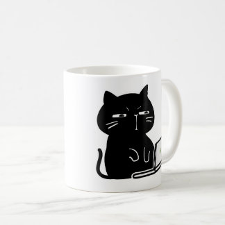 Süße dicke schwarze Katze Kaffeetasse