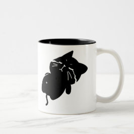 Süße dicke schwarze Katze Kaffeetasse