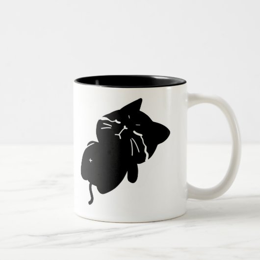 Süße dicke schwarze Katze Kaffeetasse (Rechts)