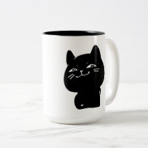Süße dicke schwarze Katzen-Kaffeetasse
