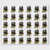 Süße dicke schwarze Katzenaufkleber Geschenkpapier (Flach)