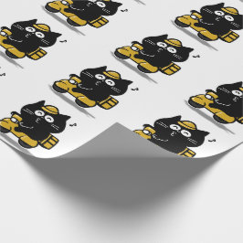 Süße dicke schwarze Katzenaufkleber Geschenkpapier