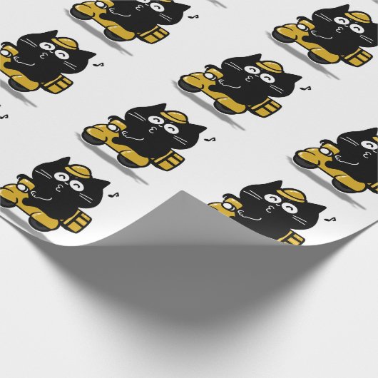 Süße dicke schwarze Katzenaufkleber Geschenkpapier (Ecke)