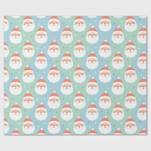 Süße dicke Weihnachtsmann-Köpfe Pastell-Nahtloses  Geschenkpapier