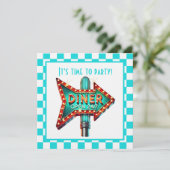 Süße Diner-Retro-Party Einladung (Stehend Vorderseite)