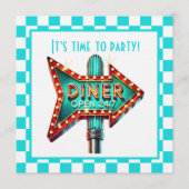 Süße Diner-Retro-Party Einladung (Vorderseite)
