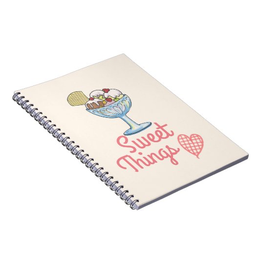 Süße Dinge - Eiscreme Sundae Pink Notizblock (Rechte Seite)