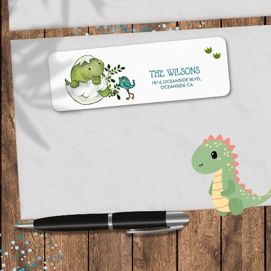 Süße Dino-Baby-Junge-Shower-Rücksendeadresse 