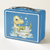 Süße Dino-Badezeit Metall Brotdose (Rückseite)