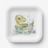 Süße Dino-Badezeit Pappteller (Vorderseite)