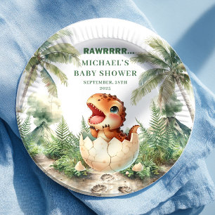 Süße Dino-Ei-Baby-Party-Platten Schlüpfen bald Pappteller