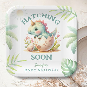 Süße Dino Rosa Mädchen Dinosaurier Baby Shower Pappteller