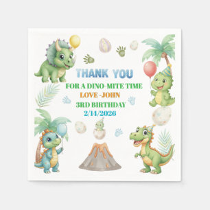 Süße Dinosaurier 3. Geburtstags-Party Servietten
