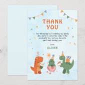 Süße Dinosaurier 4. Geburtstag Dankeschön-Karten Dankeskarte (Vorne/Hinten)