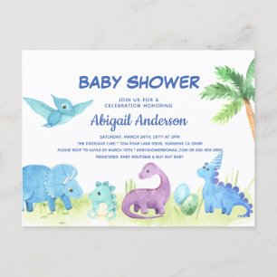 Süße Dinosaurier-Baby-Shower-Einladungskarte Feiertagspostkarte