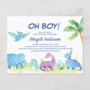 Süße Dinosaurier-Baby-Shower-Einladungskarte Feiertagspostkarte