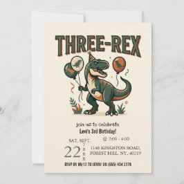 Süße Dinosaurier Drei-Rex 3. Geburtstagseinladung Einladung