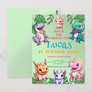Süße Dinosaurier-Dschungel-Schulkinder-Geburtstags Postkarte