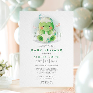 Süße Dinosaurier-Ei-Wasserfarbe-Junge-Baby-Party Einladung
