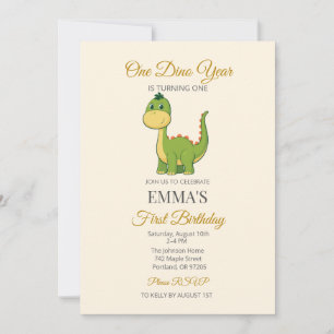 Süße Dinosaurier-Einladung zum 1. Geburtstag Einladung