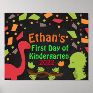Süße Dinosaurier Erster Schultag Schiefertafel Poster