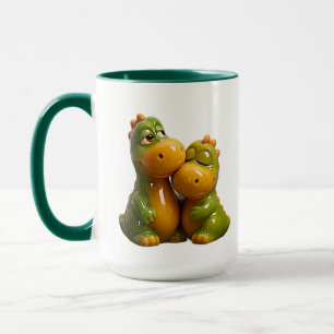 Süße Dinosaurier-Freunde umarmen sich Tasse