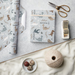 Süße Dinosaurier-Fußabdrücke & Benutzerdefinierter Geschenkpapier
