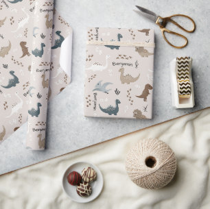 Süße Dinosaurier-Fußabdrücke & Benutzerdefinierter Geschenkpapier