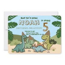 Süße Dinosaurier-Geburtstags-Einladung | Editierba
