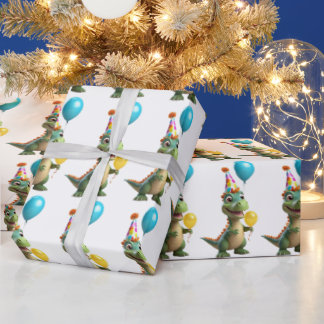 Süße Dinosaurier-Geburtstags-Geschenkpapier | Bunt Geschenkpapier