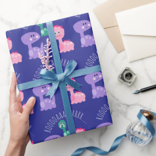 Süße Dinosaurier-Geburtstagsfeier Bunt  Geschenkpapier