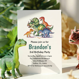 Süße Dinosaurier-Geburtstagsfeier für Jungen Einladung