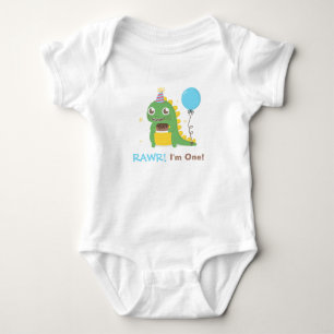 Süße Dinosaurier-Geburtstagsfeier Rawr Ich bin Ein Baby Strampler