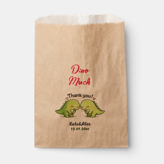 Süße Dinosaurier-Hochzeit Danke Geschenktütchen (Vorderseite)