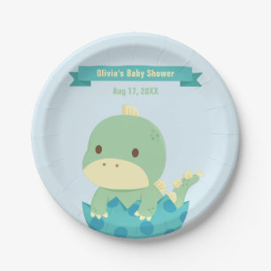 Süße Dinosaurier-in-Ei-Baby-Partyartikel Pappteller