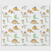 Süße Dinosaurier Kinder Geburtstag Geschenkpapier (Flach)